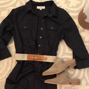 Utility button down midi dress